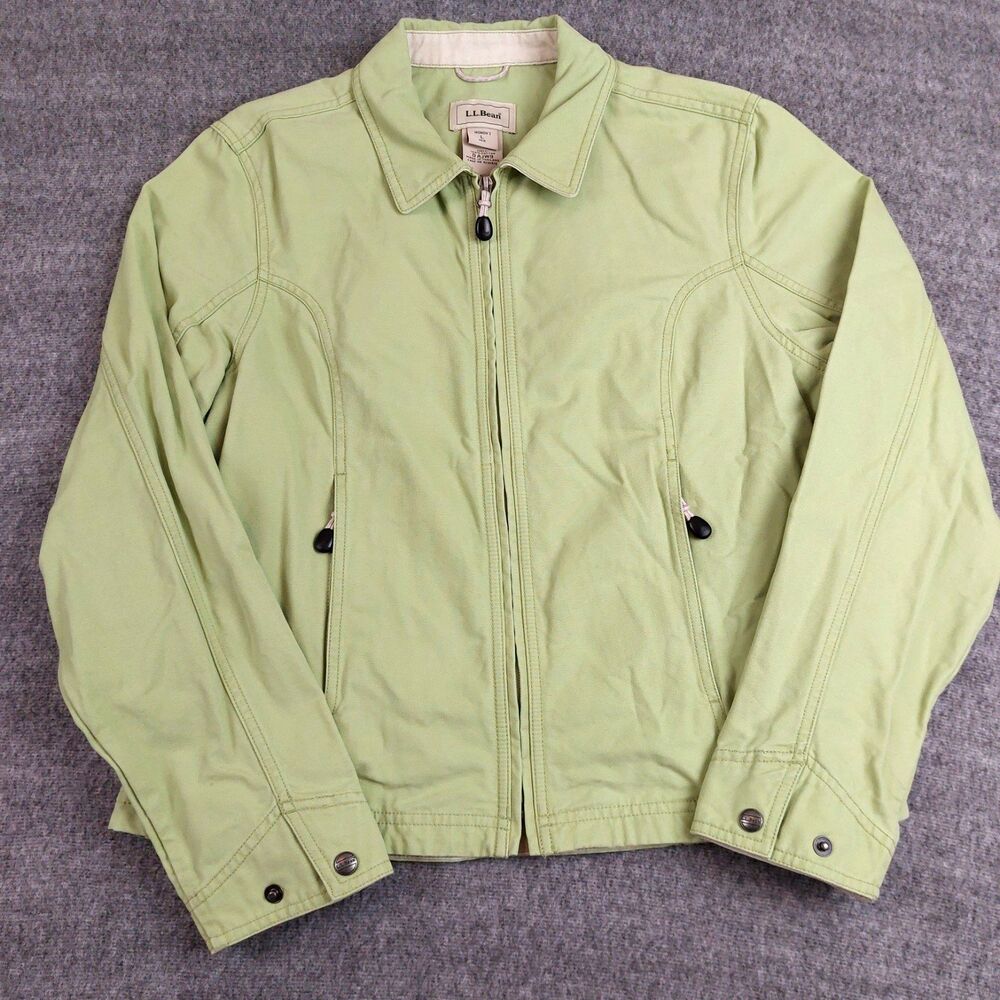 LL Bean Canvas Quarry Jacket Women’s Size Large Green Full Zip 0AJW9
